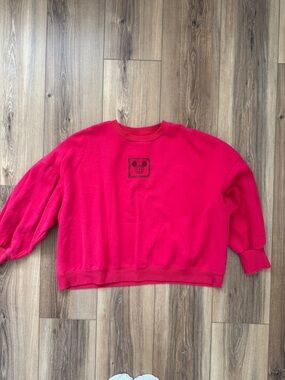 Disney Bright Pink Crewneck Sweatshirt with Embroidered Mickey Patch